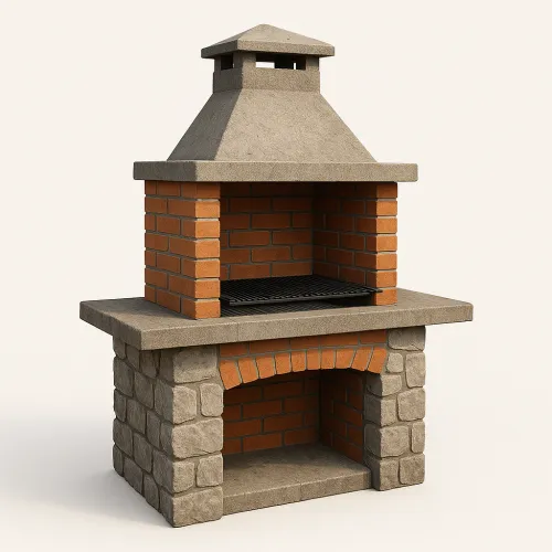 Model of a brick BBQ grill for cooking in the open air