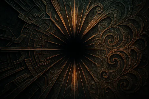Complex Textured Background with Radial Golden Ornaments