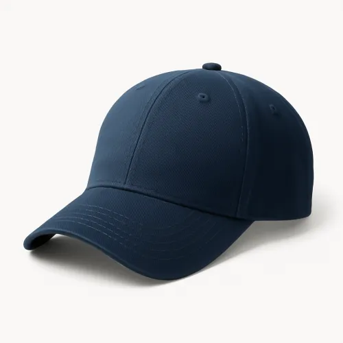 Classic dark blue baseball cap with a curved brim and smooth texture