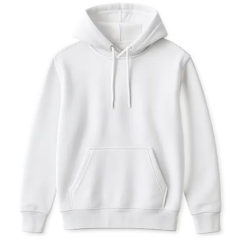 Comfortable white hoodie with a pocket and adjustable hood for everyday wear