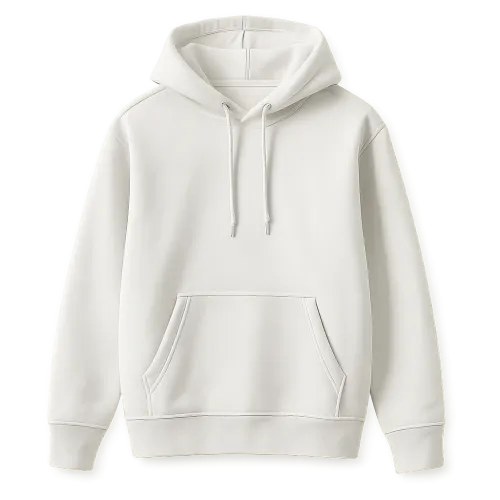 Stylish white hoodie with a hood and front pocket
