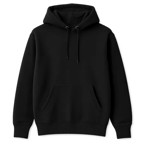 Stylish black hoodie with a hood and front pocket