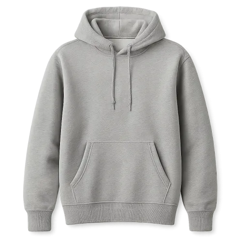 Gray hoodie with a hood and a comfortable front pocket