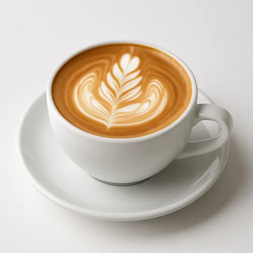 Latte coffee cup with a pattern on the milk foam