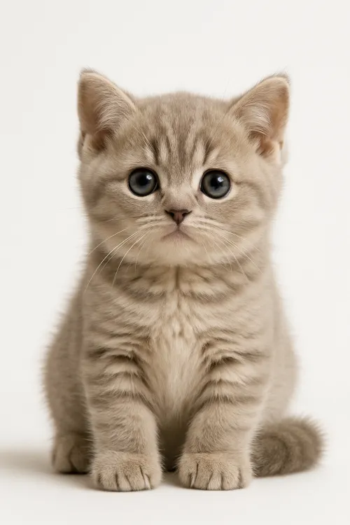 Charming kitten sitting with an expression of innocence and curiosity