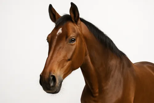 Image of a brown horse with natural fur and a black mane