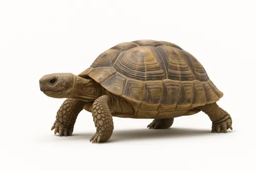 Animal turtle crawling on a white surface