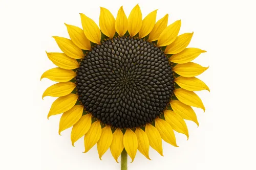 Sunflower with bright yellow petals and seeds in the center