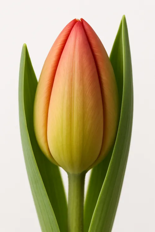 Close-up of a tulip with a color transition from pink to yellow