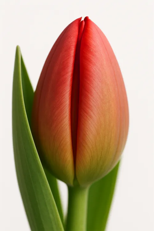 Close-up of tulip buds with soft shades of red