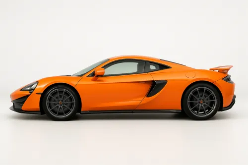 Image of the side view of a McLaren sports car with an aerodynamic design