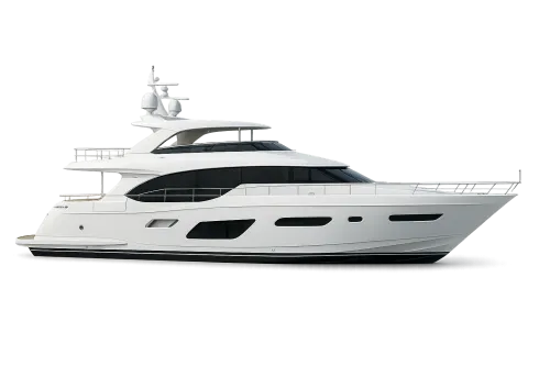 Large white yacht with modern design on a black background