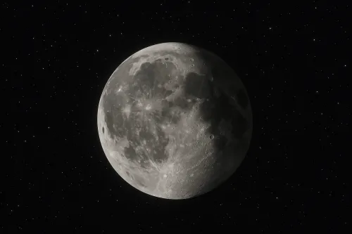 Detailed image of the Moon with visible craters and stars in the background