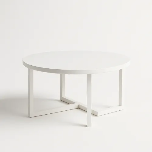 Modern Round White Table on a Minimalist Background