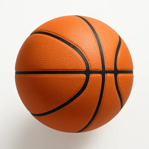 Balón de baloncesto naranja brillante con líneas negras y textura