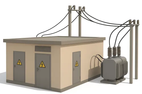 Modelo de subestación eléctrica con transformador y cables
