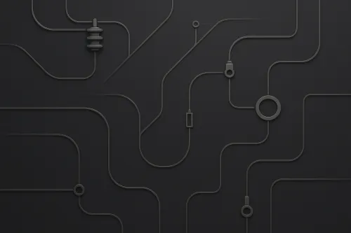 Темный фон с абстрактными проводами и деталями для графического дизайна