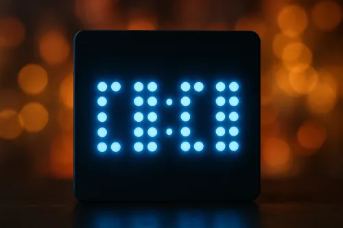 Светодиодная панель с текстом «СН» на темном фоне