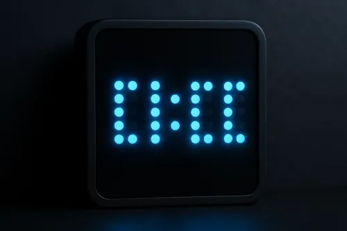 Электронные часы с светодиодными дисплеями на черном фоне