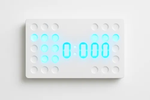 Современный светодиодный таймер на белом фоне с яркими цифрами