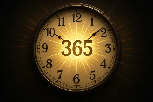 Часы, отображающие значение 365 и светящиеся вокруг