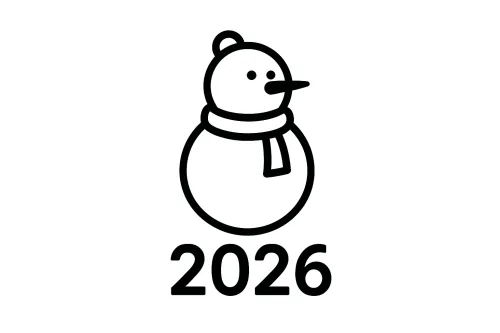 Минималистичный снеговик с годом 2026 внизу изображения