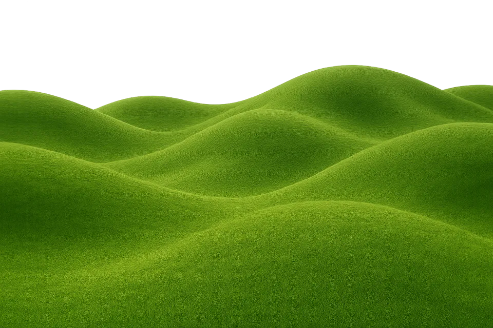 Paisaje de colinas verdes cubiertas de hierba brillante