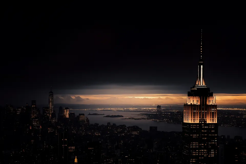 Atardecer sobre Manhattan con vistas al Empire State Building y nubes