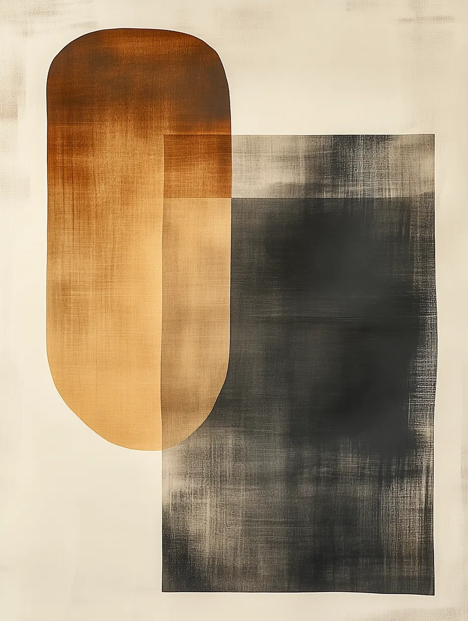 Contemporary Abstract Art with Two Overlapping Shapes