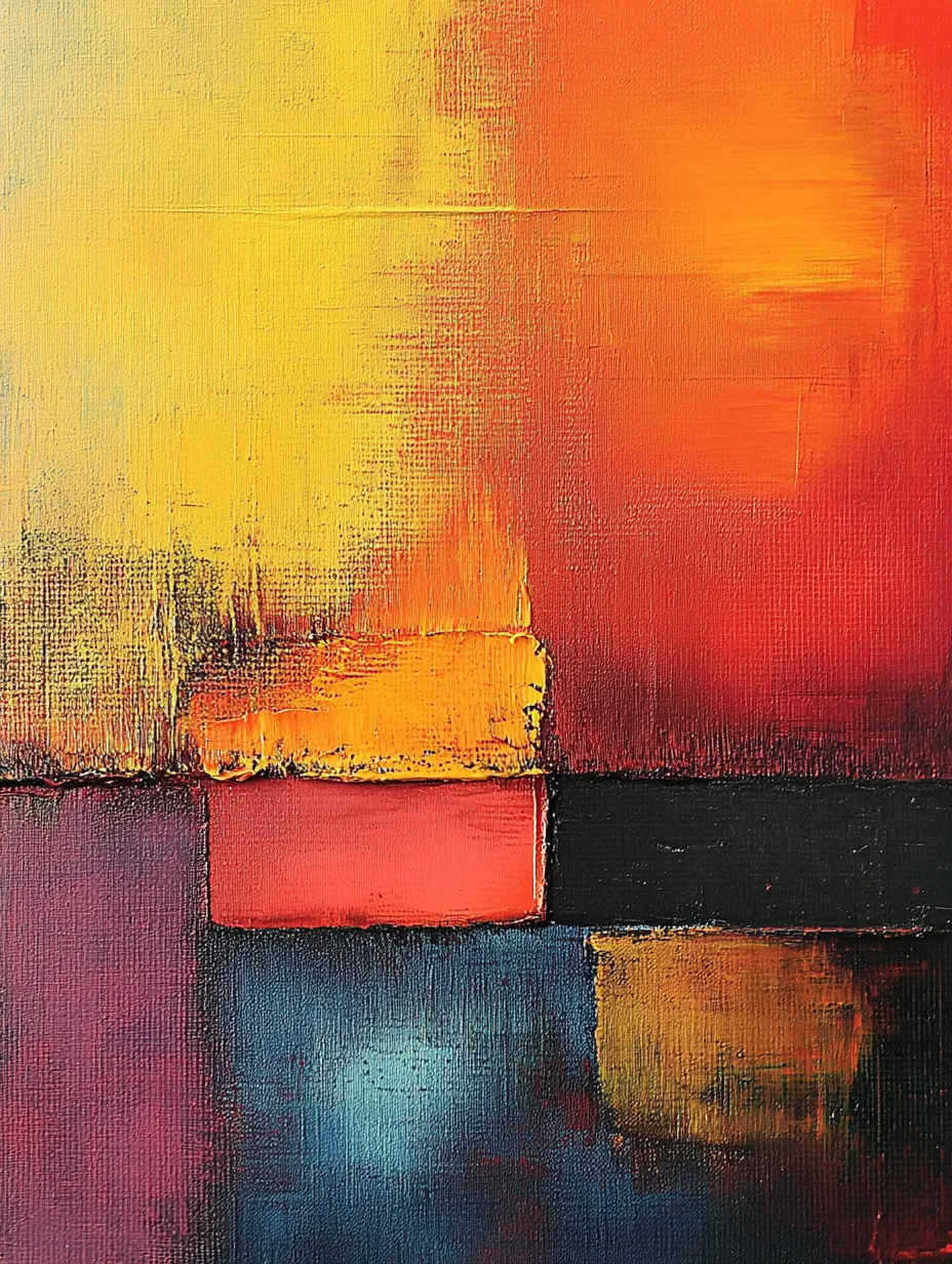 Obra abstracta con colores brillantes y formas geométricas