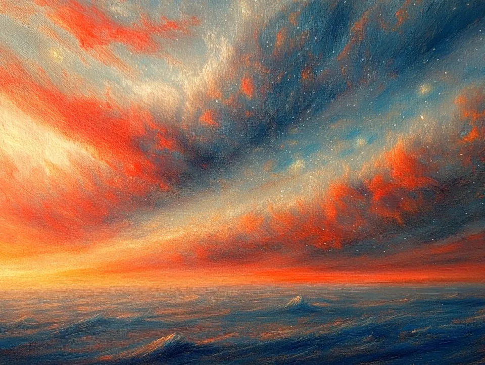Impresionante paisaje de la puesta de sol con nubes pintadas de colores sobre el mar