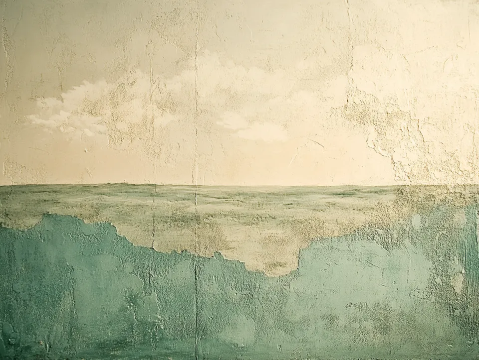 A serene abstract depiction of a seascape with gentle hues and textures.
