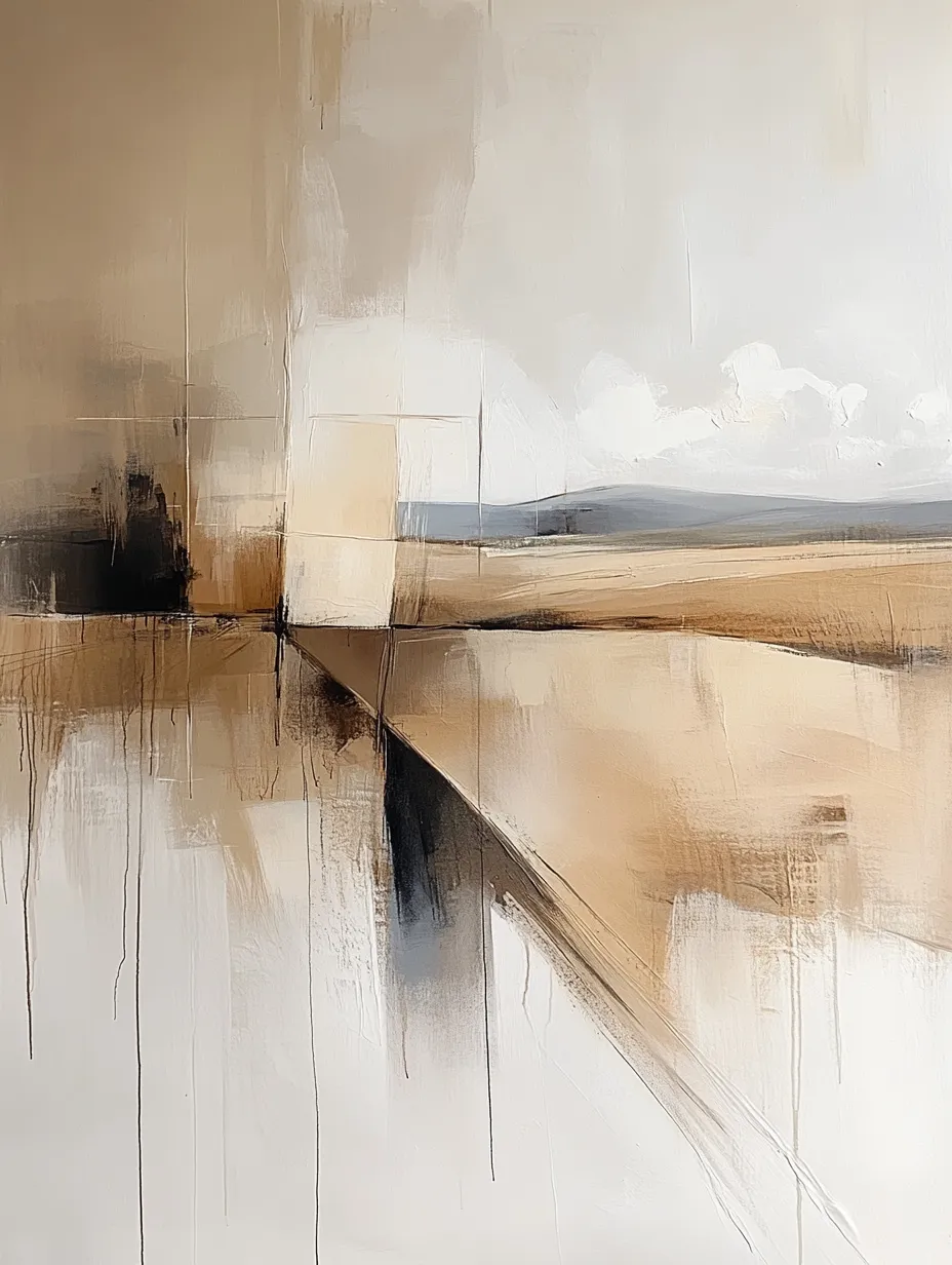Composición abstracta con tonos terrosos y acentos claros