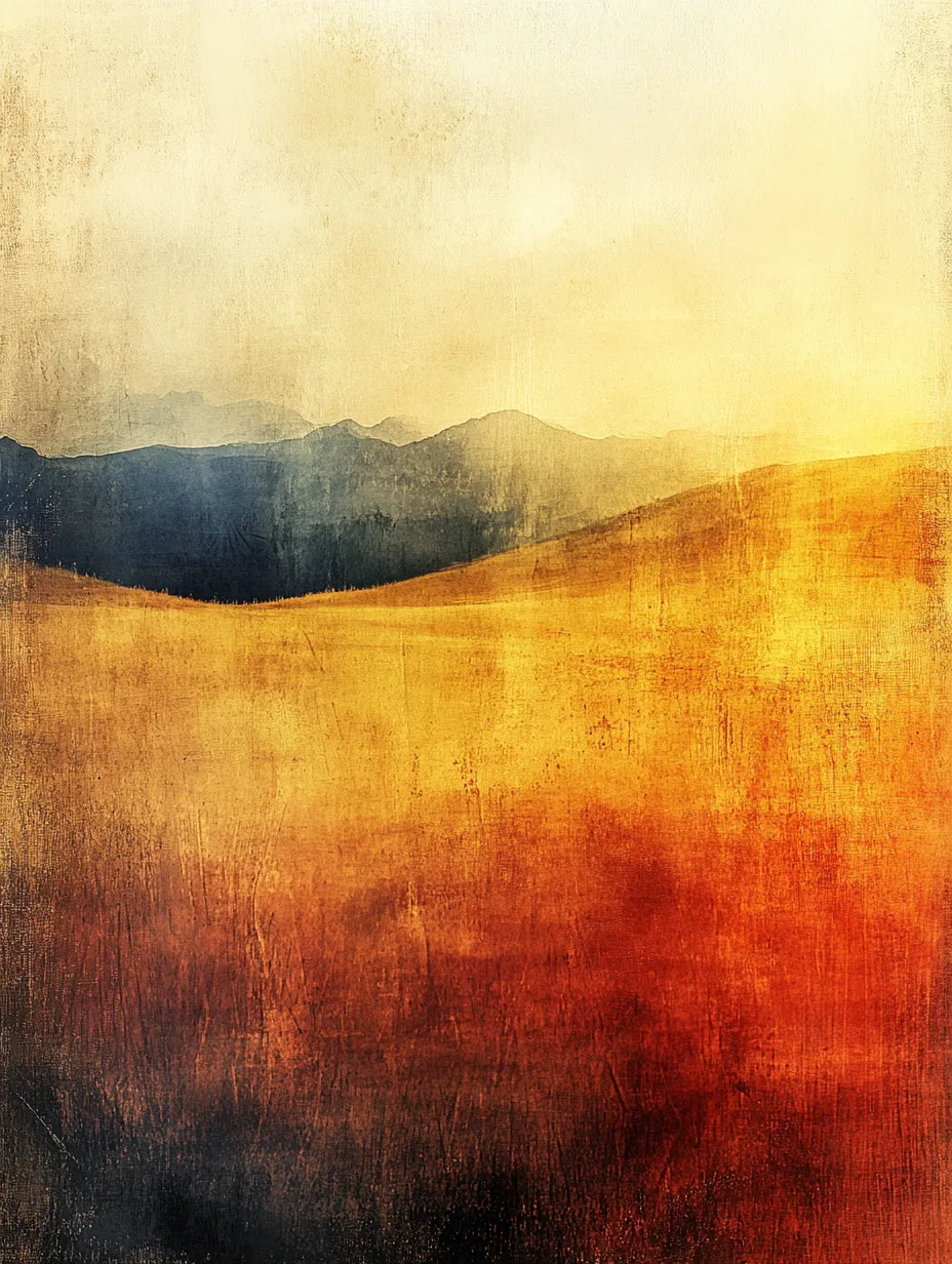 Paisaje abstracto con colores suaves y una línea de montañas a lo lejos