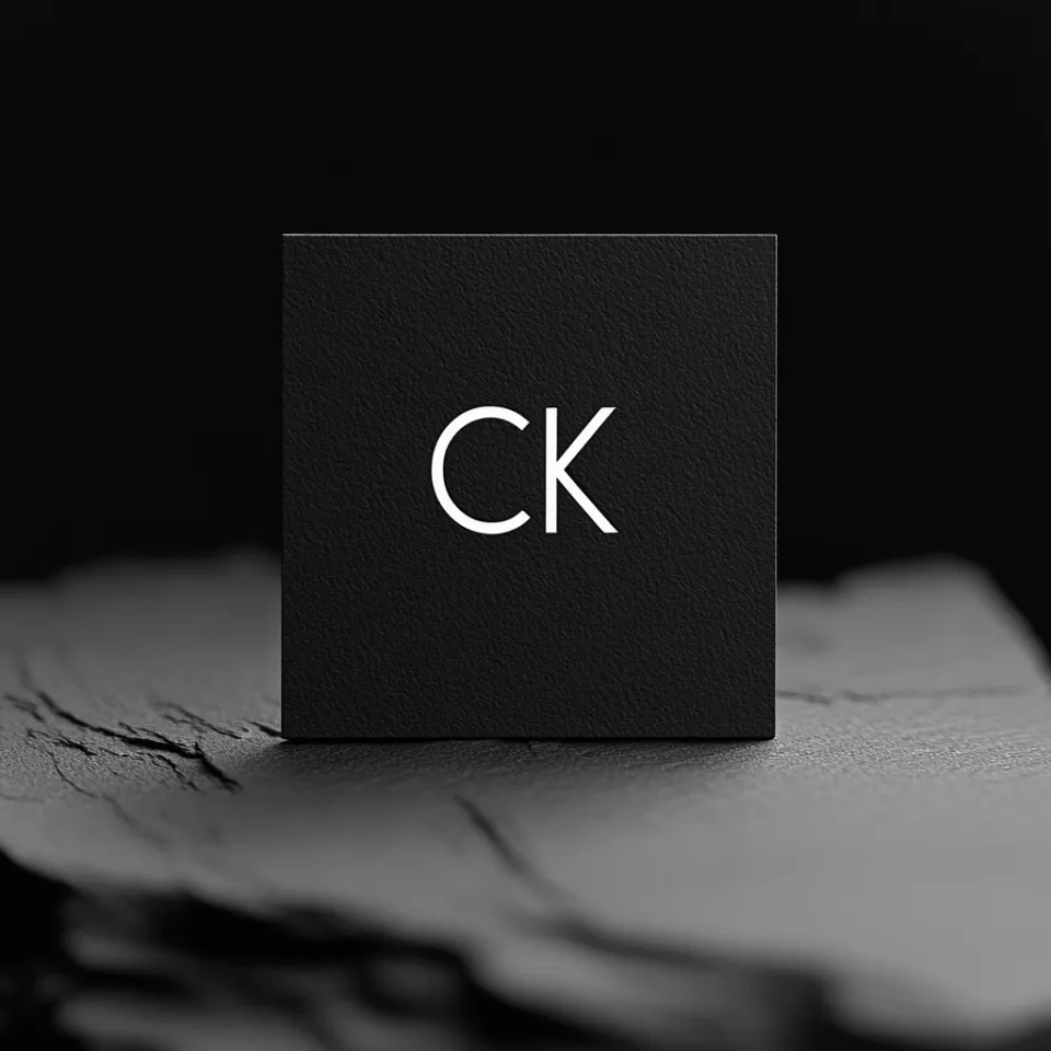 Minimalistic CK Logo on Textured Black Background