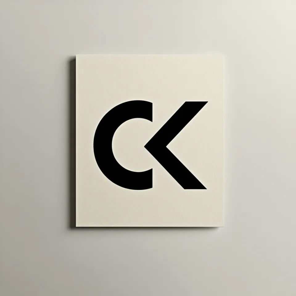 Logo minimalista negro CK sobre fondo claro