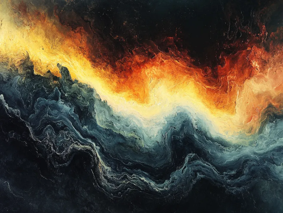Imagen abstracta con olas y colores brillantes en un estilo de arte contemporáneo
