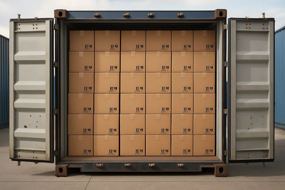 Open Container with Boxes Organized in Order