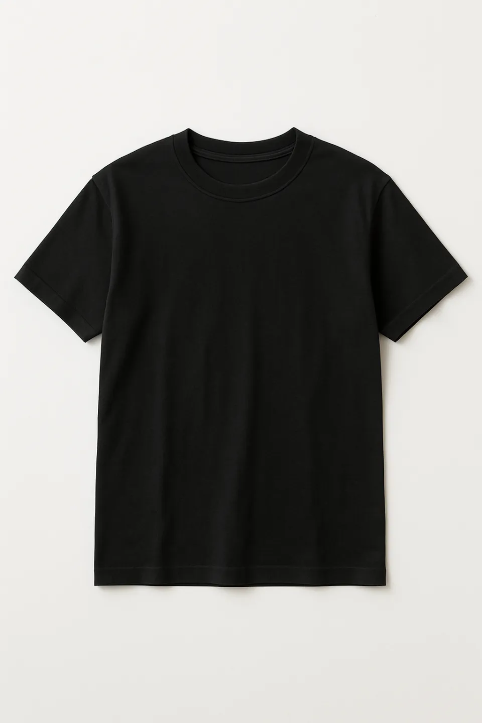 Elegante camiseta negra de cuello redondo para el uso diario