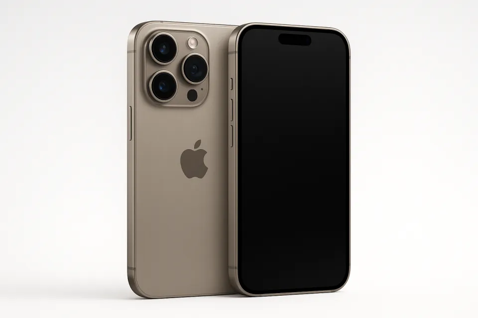 Elegante smartphone visto desde atrás con una pantalla negra