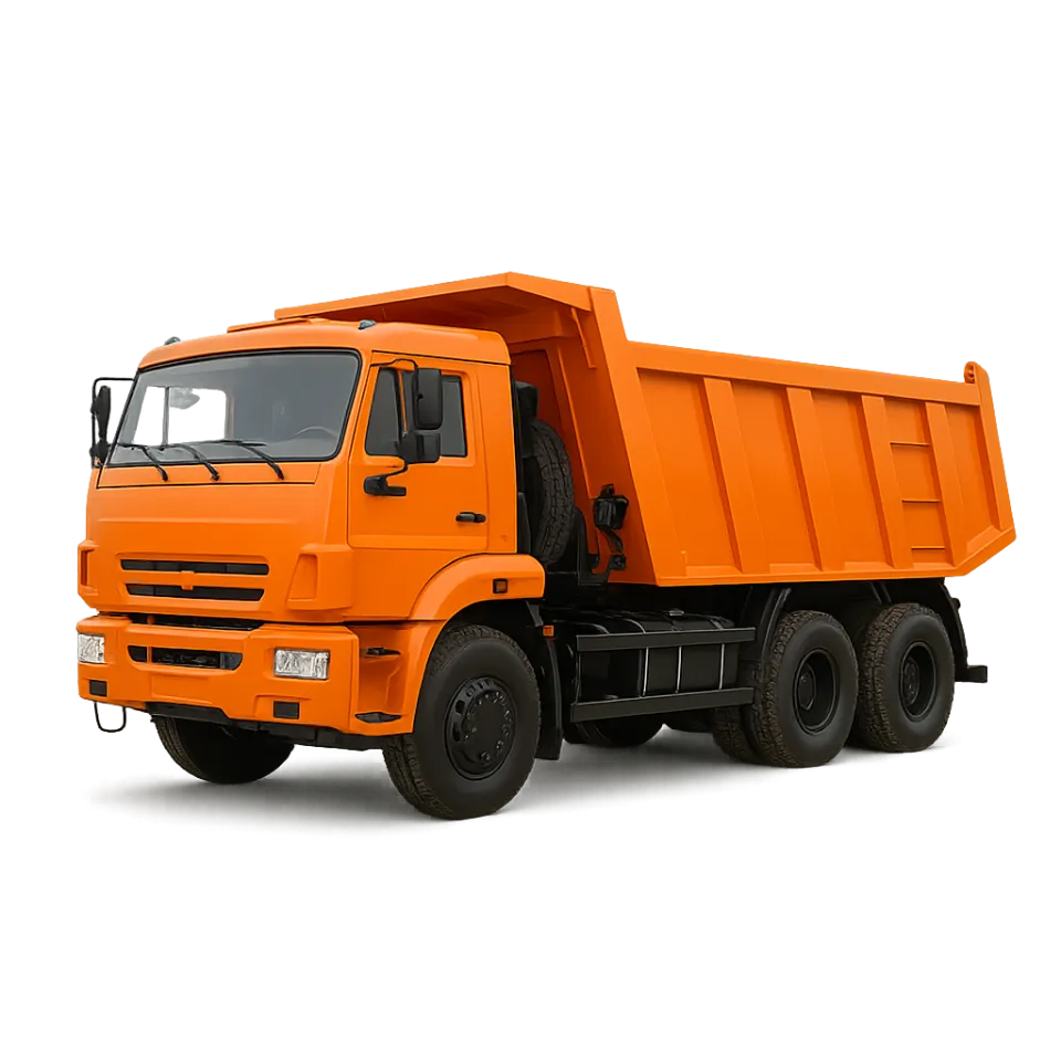 Orange dump truck, perfectly suited for transporting cargo