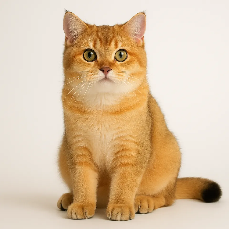 Portrait of a cute ginger cat with big green eyes