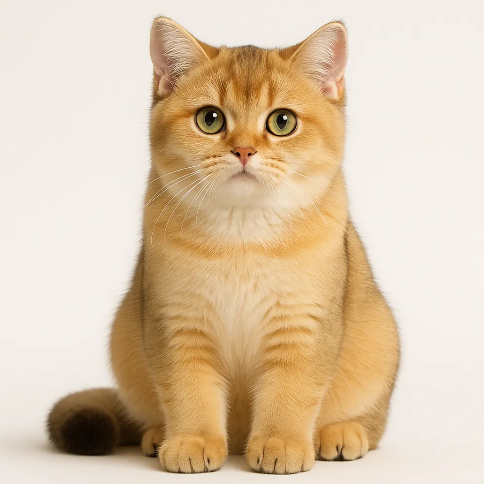 Kitten with big eyes and soft fur sitting on a neutral background