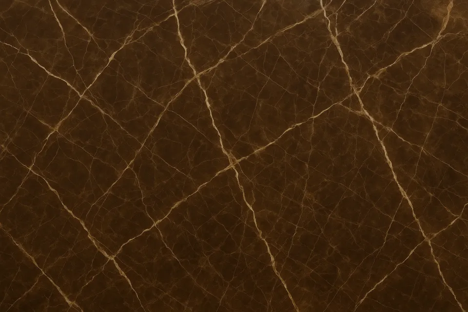 Surface of brown marble with pronounced veins and texture