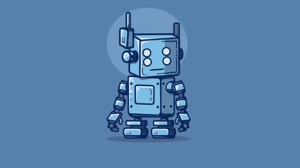 Image of a quirky retro robot on a blue background