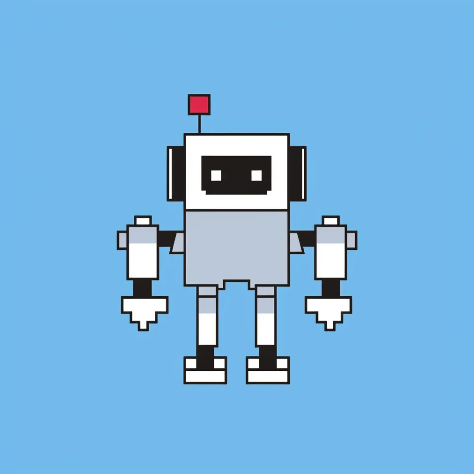 Robot with a black face and a red lantern on its head