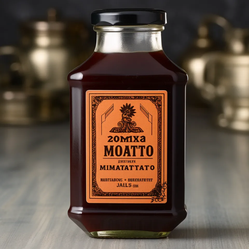 Botella de vidrio con la bebida Moatto y su etiqueta original