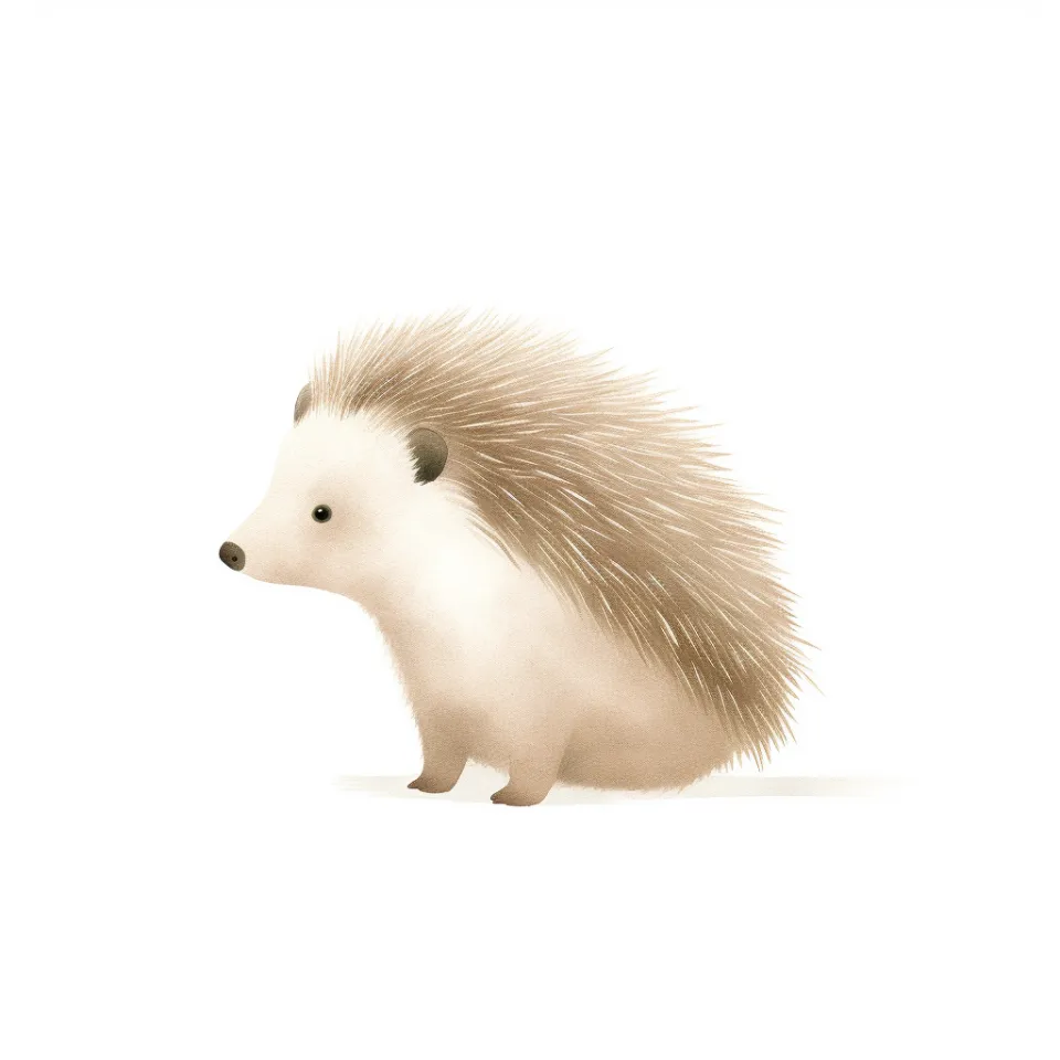 Charming hedgehog with fluffy spines on a white background