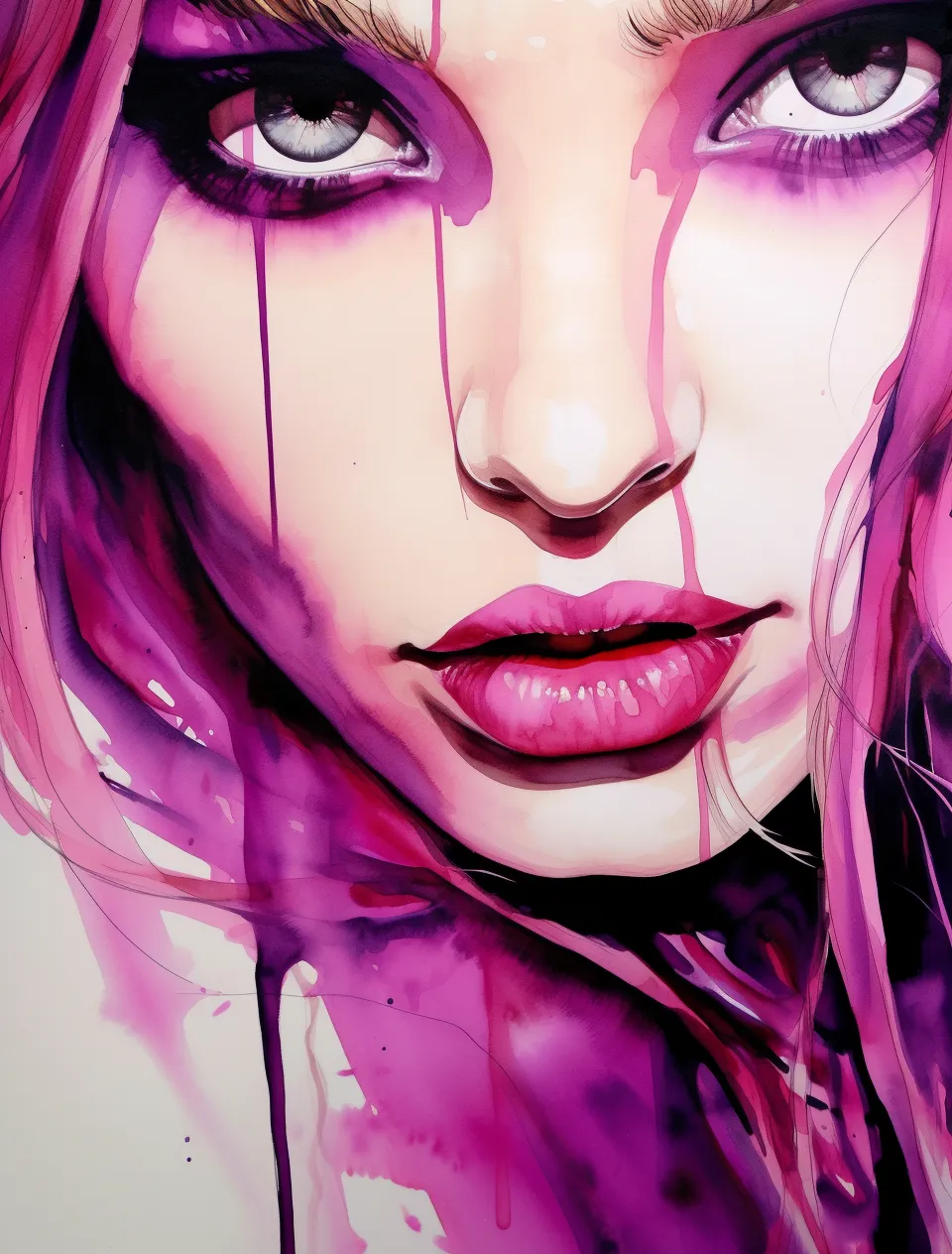 Female Portrait with Vibrant Background and Expressive Makeup