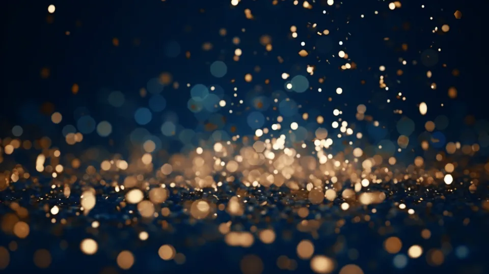 Photo of an amazing sparkling background with golden and blue lights